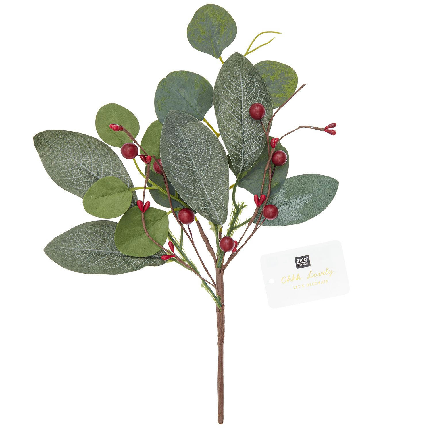 - Branche d'eucalyptus et baies rouges 30,5 cm