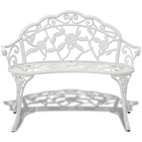 Banc de jardin meuble de patio aluminium blanc Helloshop26