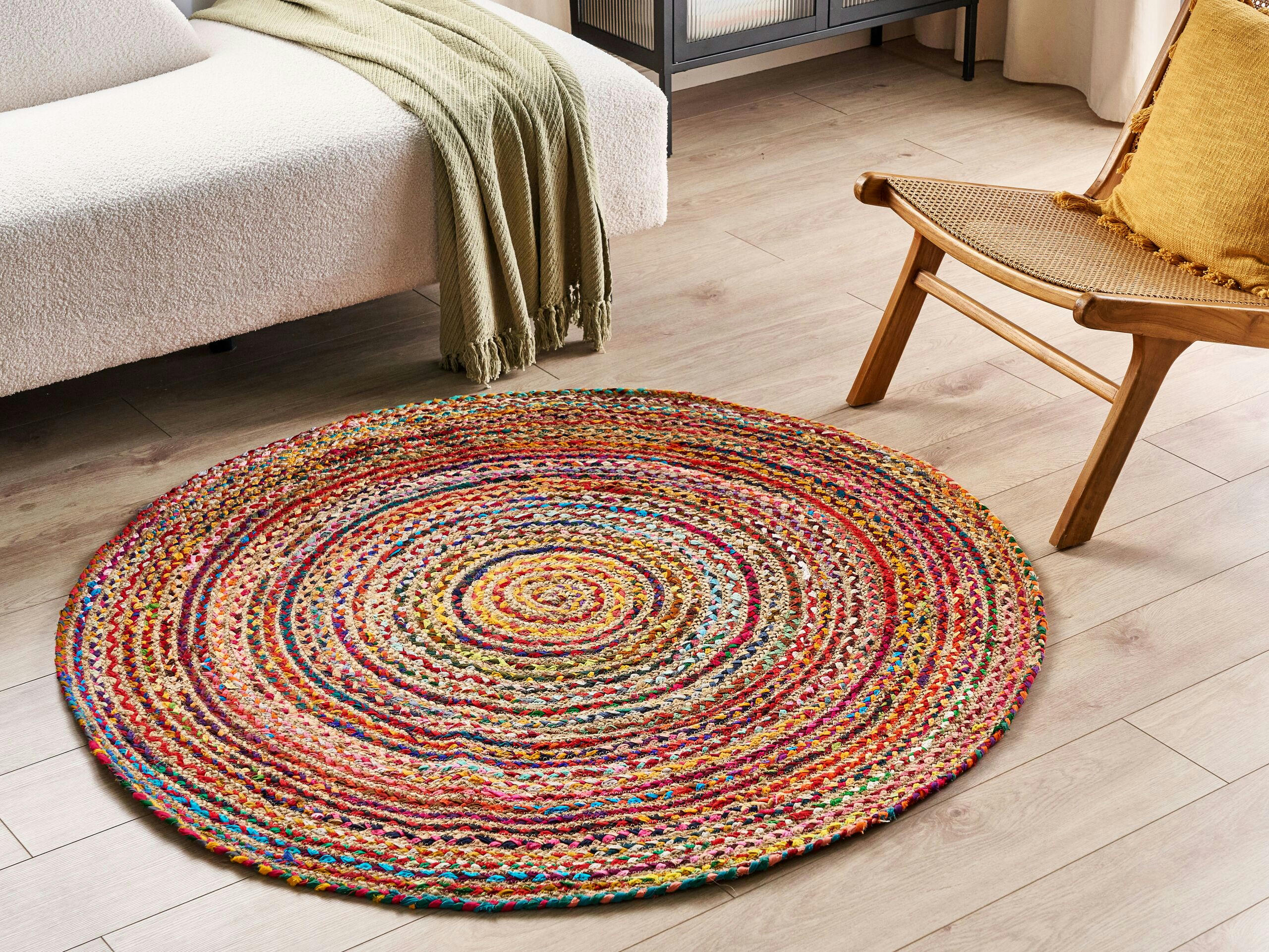 DAGDERE - Tapis rond en coton multicolore bohème D140cm
