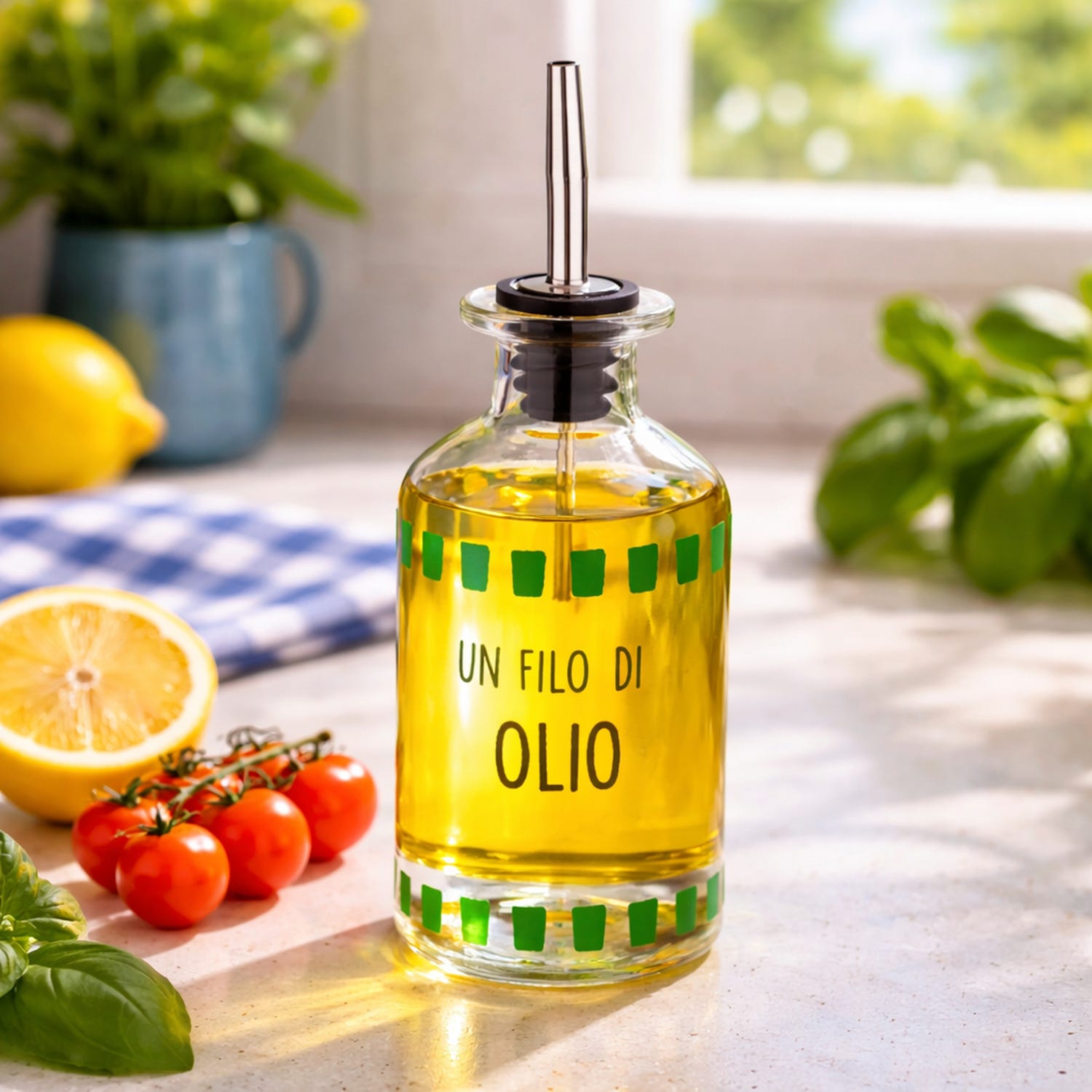 Oliera con beccuccio vetro 330 ml Filo d'olio Color Bloom