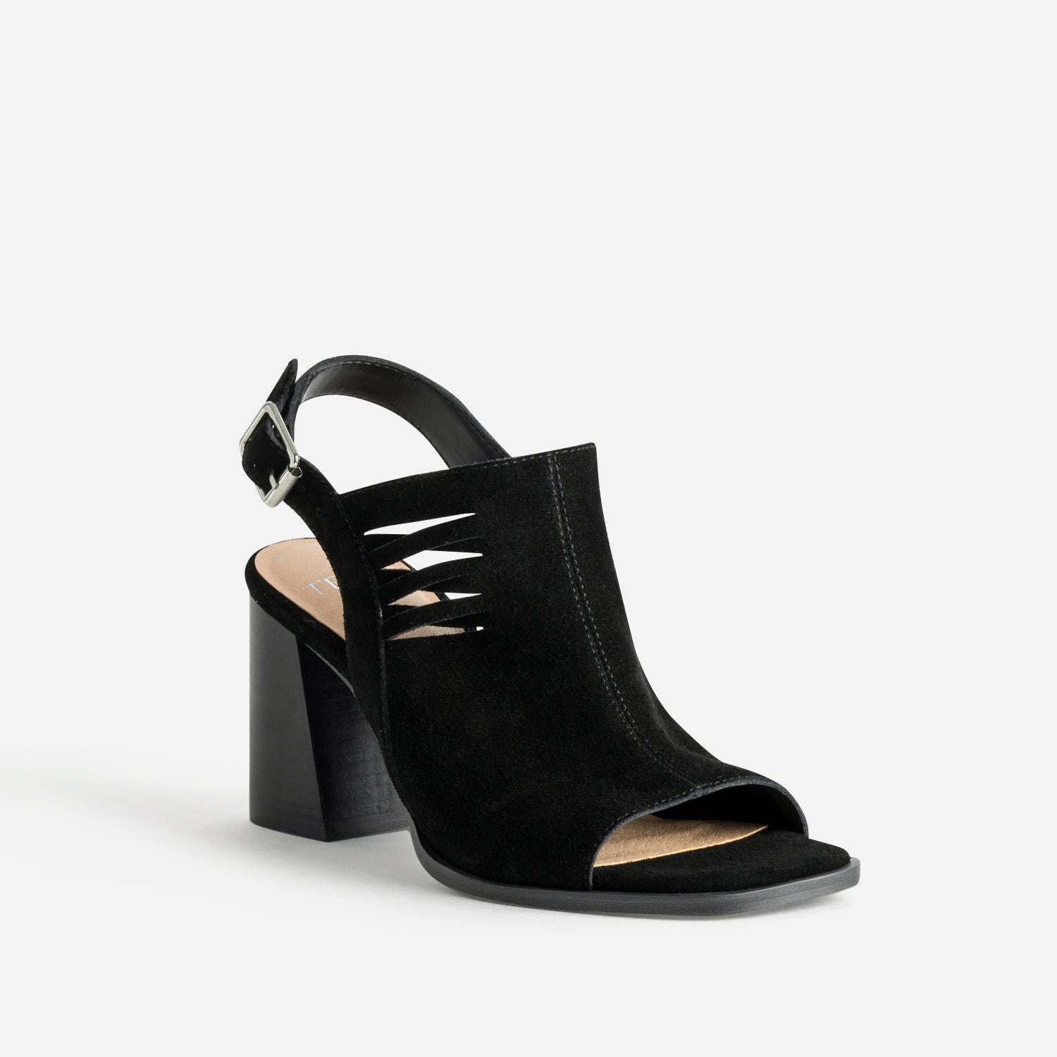 Sandale TEXTO noire cuir velours open-toe