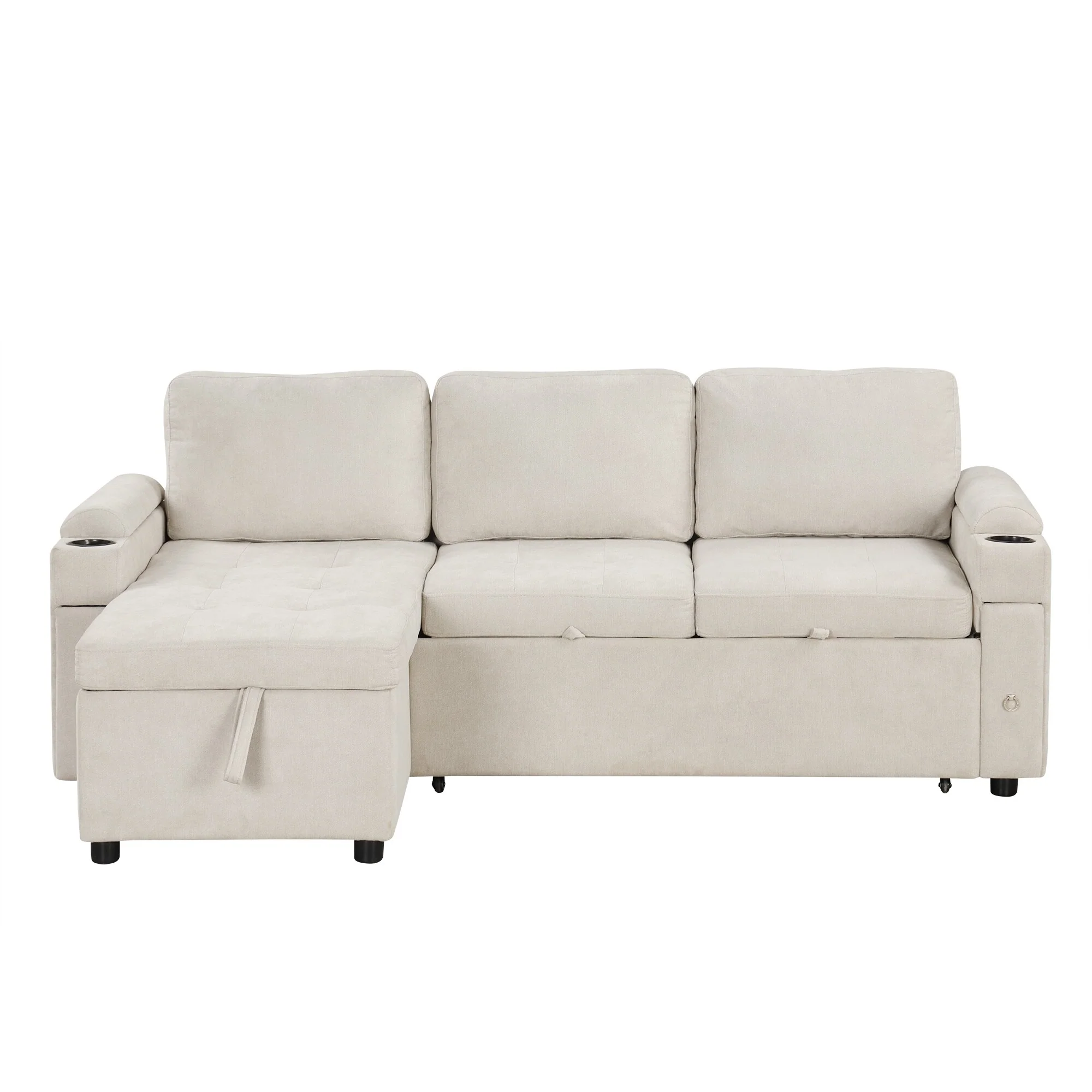 Modern L Shaped Sectional Sofa with Reversible Chaise and Hidden Storage and USB Ports for Living Rooms