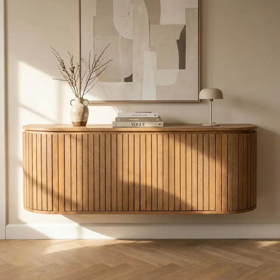 Dressoir Naturel Hout - 130cm - Zwevend - Minke