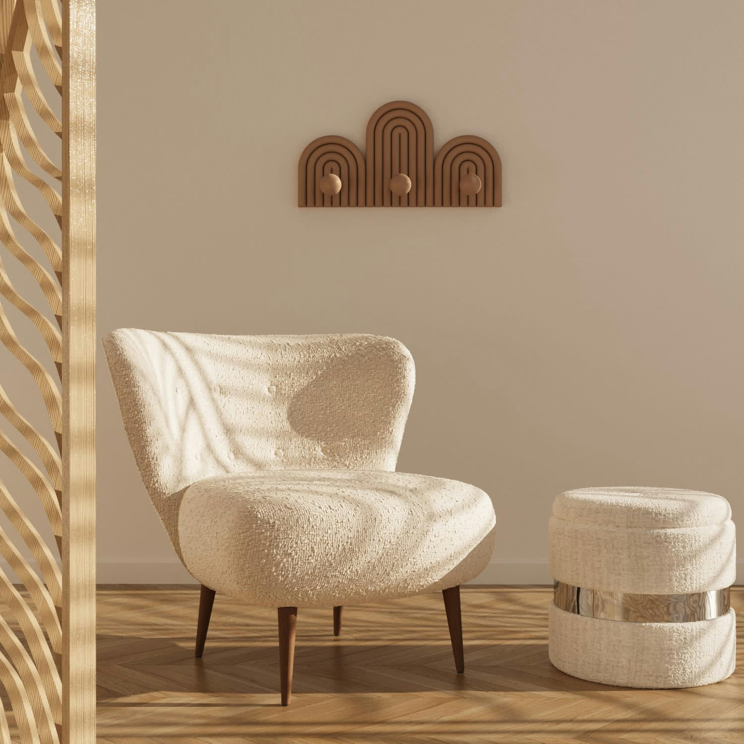 ACAPULCO - Patère murale 3 crochets rose