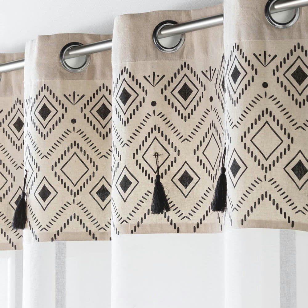 NALIKA - Voilage sable top pompon 140x240cm