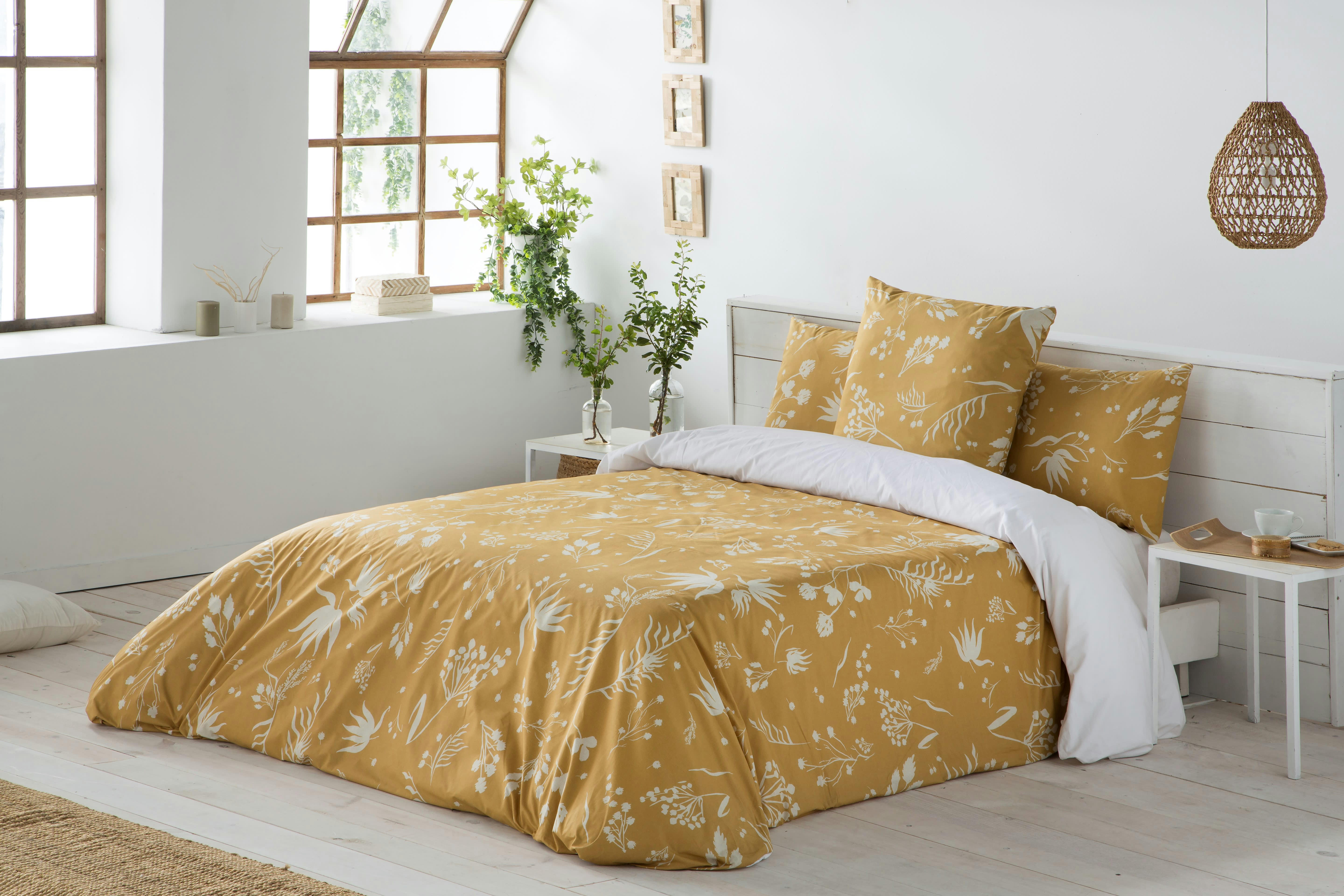 BLANCHETO OCRE - Housse de couette imprimé en percale Coton Or 150x220 cm