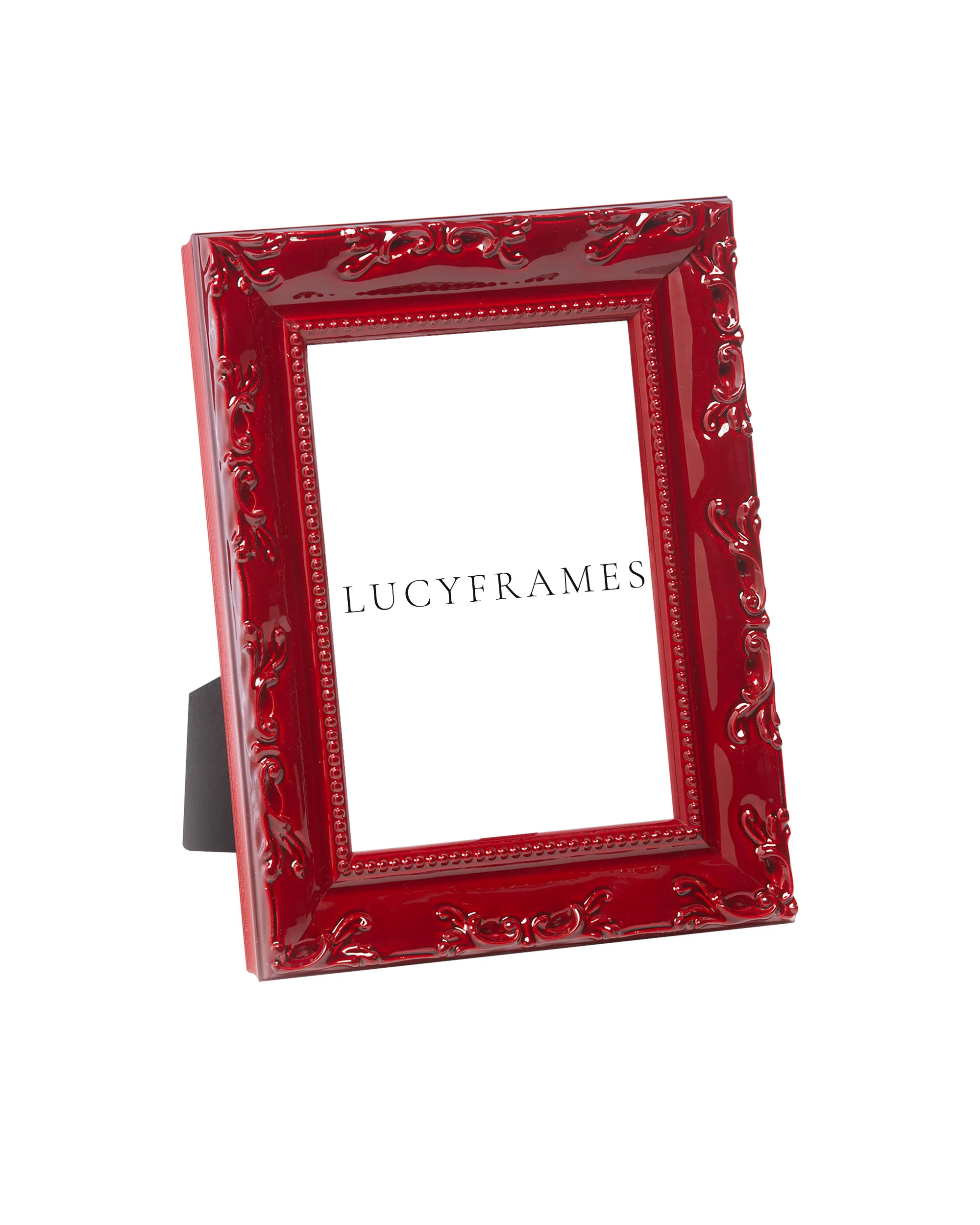Hand Painted Red Ornate Picture Frame - Salma 5x7
