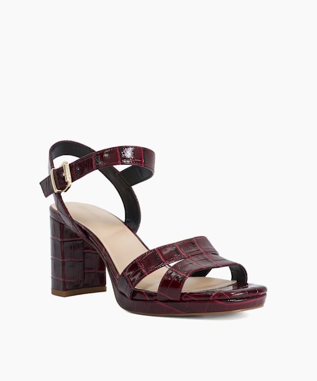 Manifesting Burgundy - Block Heel Sandals