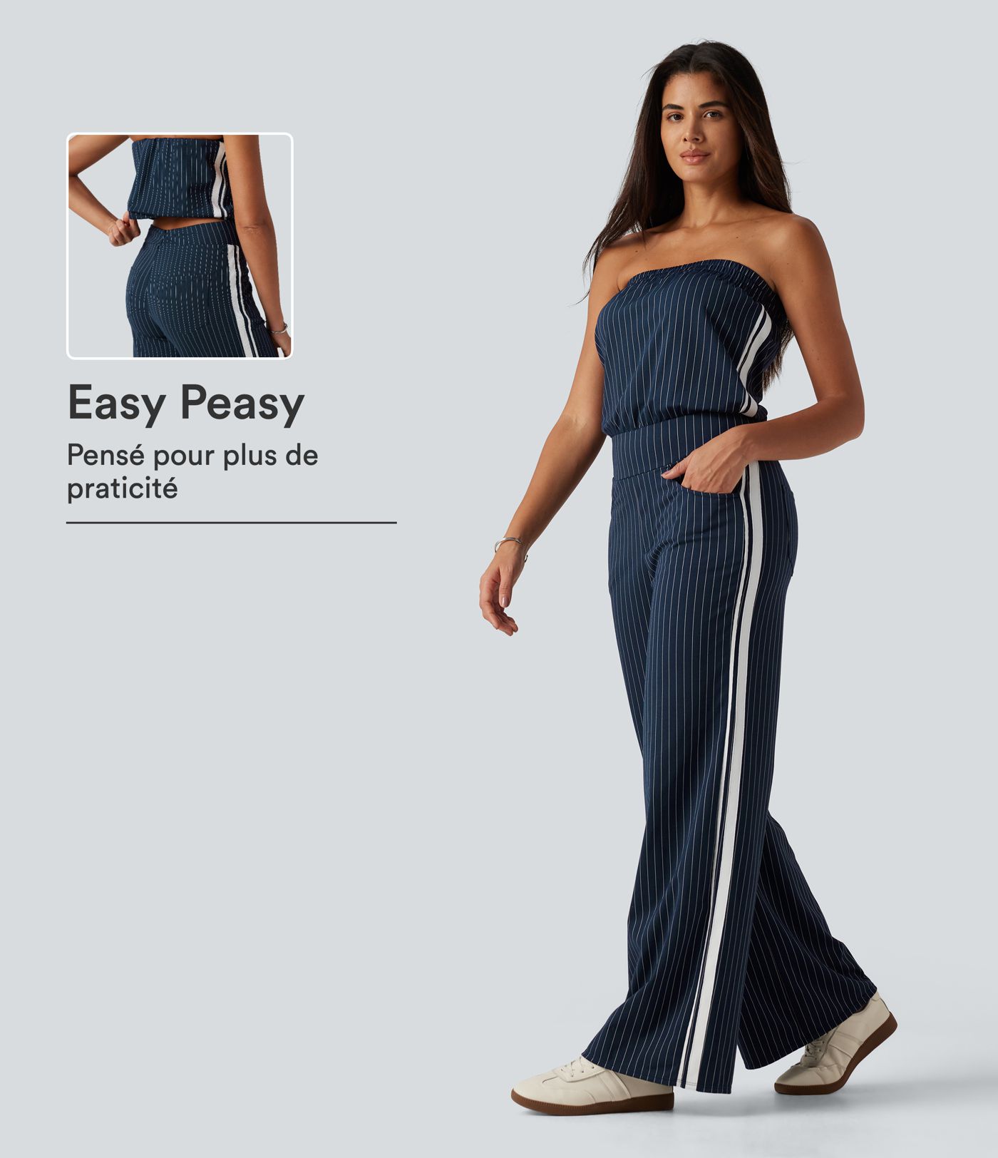 Combinaison bandeau effet frais InstantCool accès facile Easy Peasy à jambe droite avec bandes latérales et poches