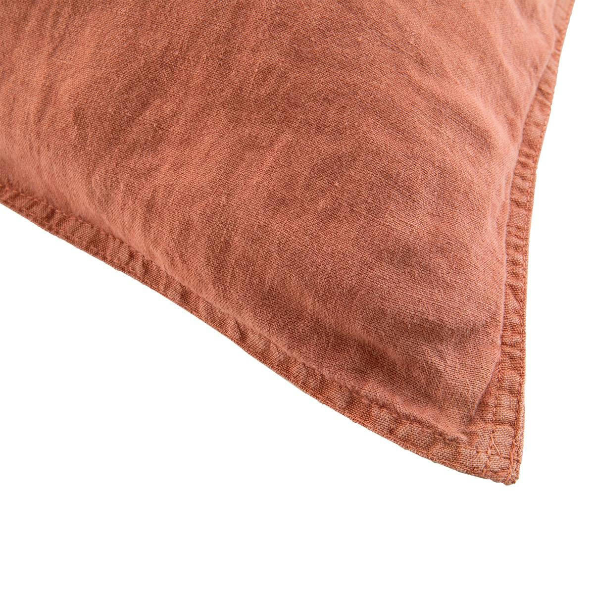 PETIT JOUR - Taie d'oreiller en  lin lavé rose 50 x 75 cm