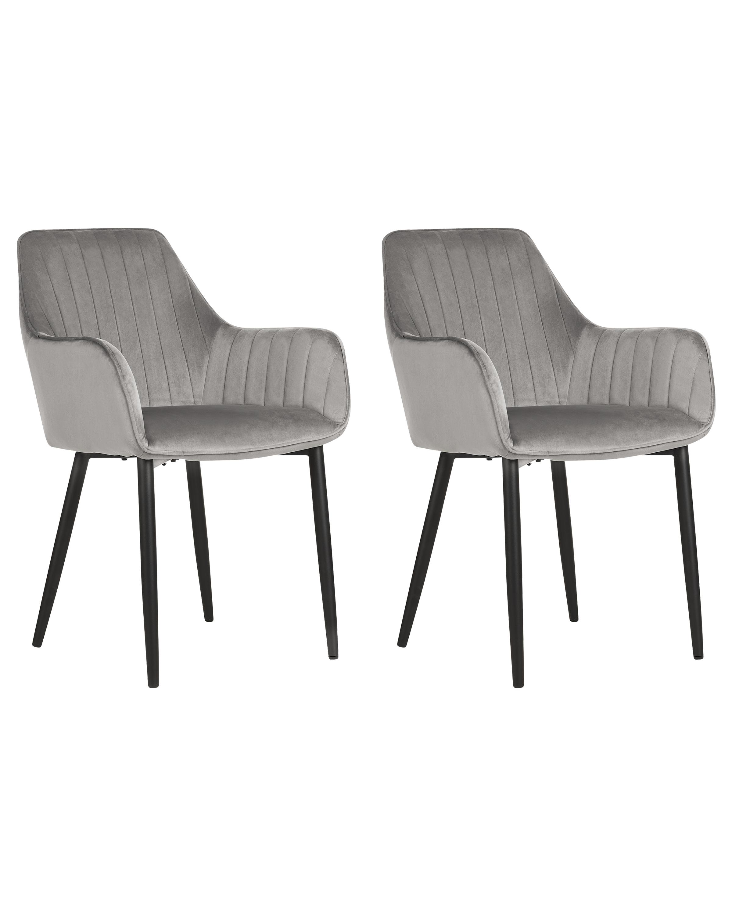 Set of 2 Dining Chairs WELLSTON Velvet Dark Grey