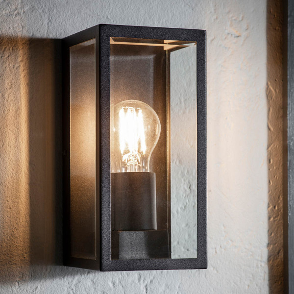 Kinkiet zewnętrzny OXFORD czarny matowy-przezroczysty 1xE27x28W Endon