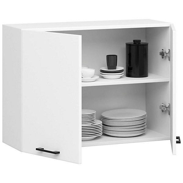Meuble de cuisine haut AKORD W80 OLIWIA modulable Blanc 80 cm 2 portes façade Blanche 2 étagères 80x30x58 cm