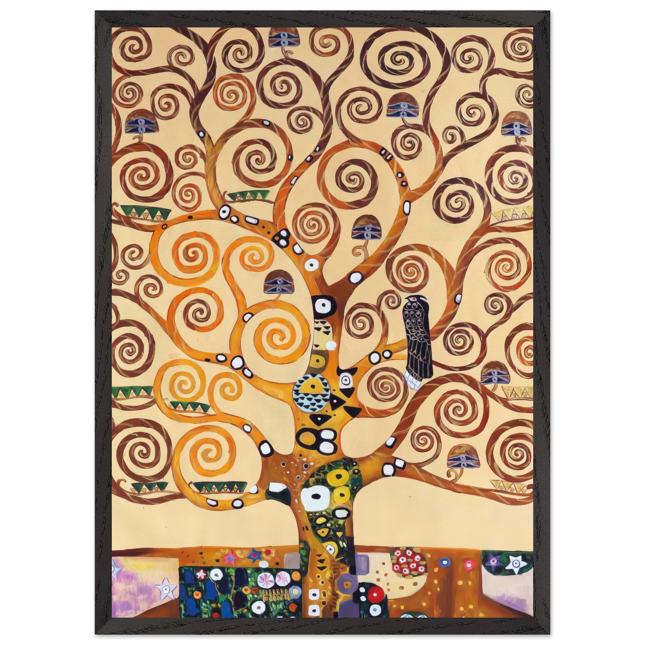 Artfulprints Poster met Lijst Gustav Klimt - Tree of life  - 50x70 cm - Geel
