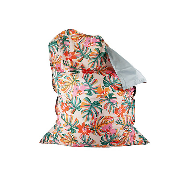 Maxi coussin déperlant intérieur / extérieur imprimé tropical vert, rose 140 x 120 cm