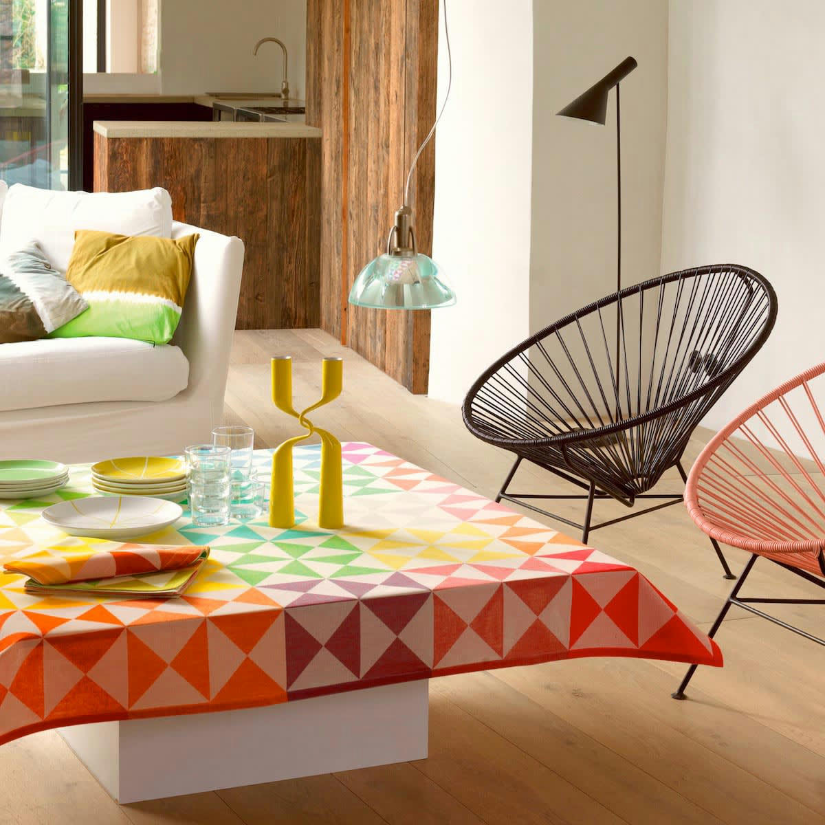 ORIGAMI - Nappe en coton multico 140 x 225