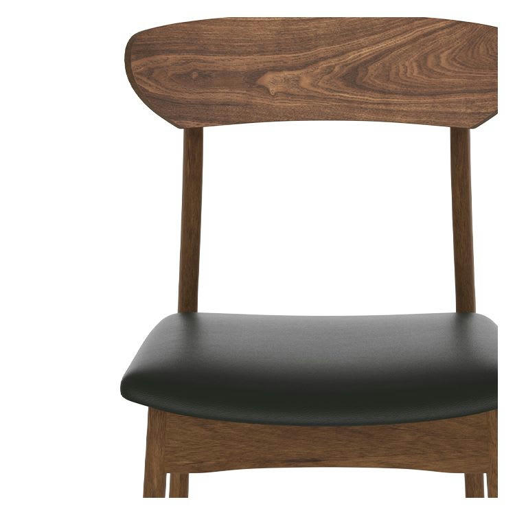 LANA - Chaise en cuir synthétique noir et bois foncé (lot de 2)