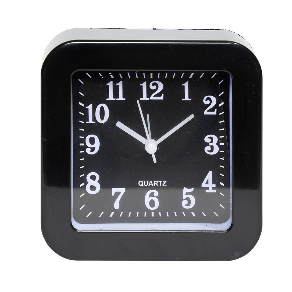 Mini réveil analogique à quartz en plastique avec alarme (4 modèles)
