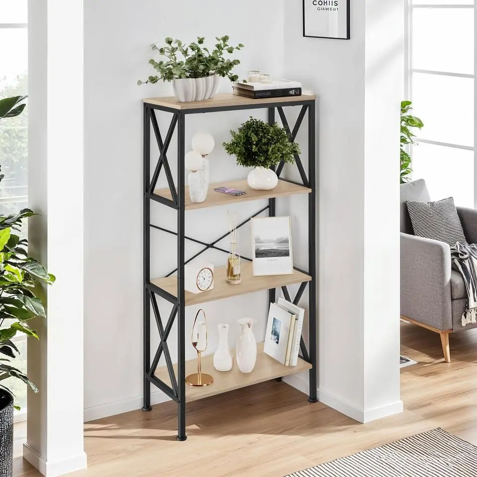 tectake Wandkast Barry 61,5x31,5x133,5cm, Industrieel Licht Hout, Eiken Sonoma