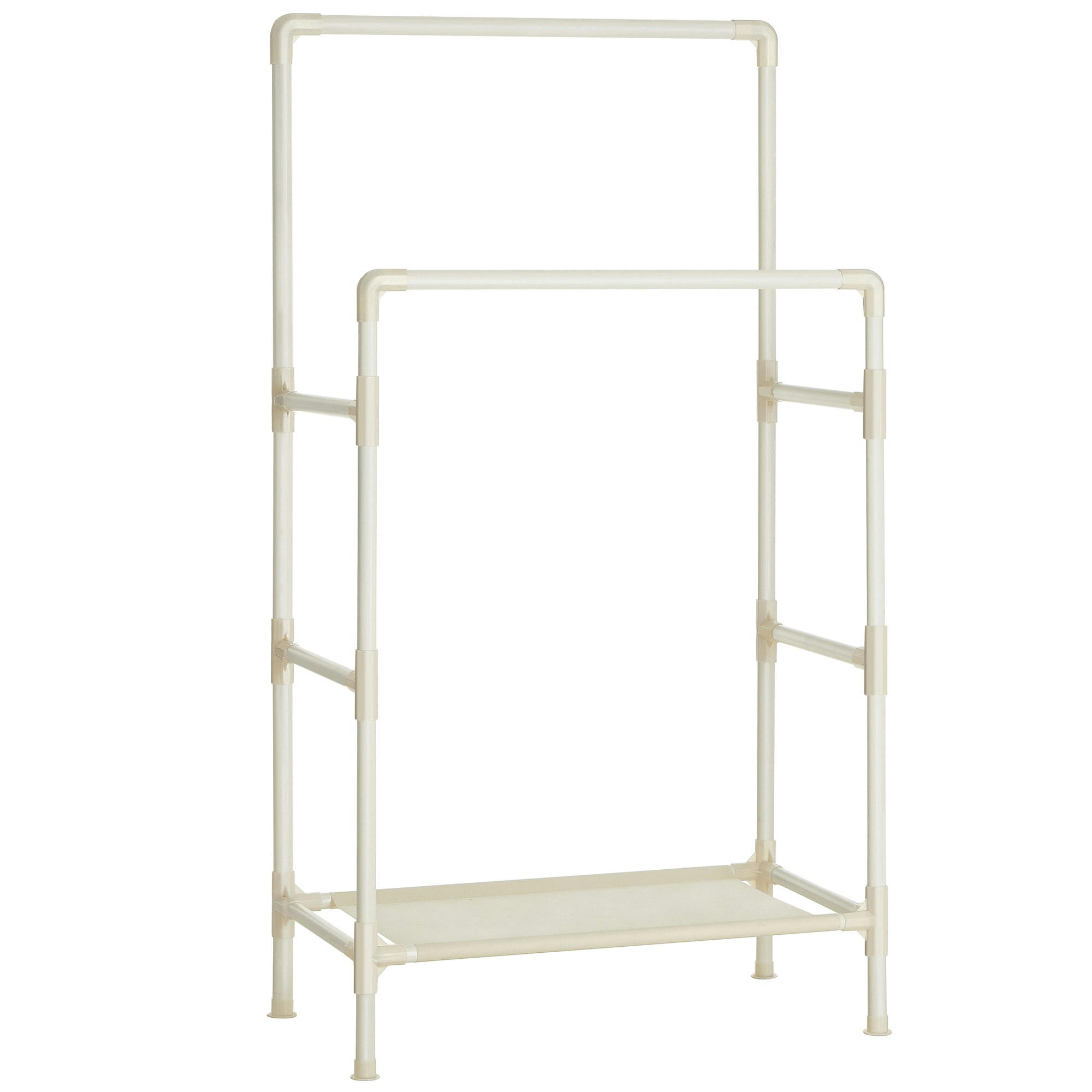 AVEC 2 RAILS - Portant à vêtements double barre métal blanc