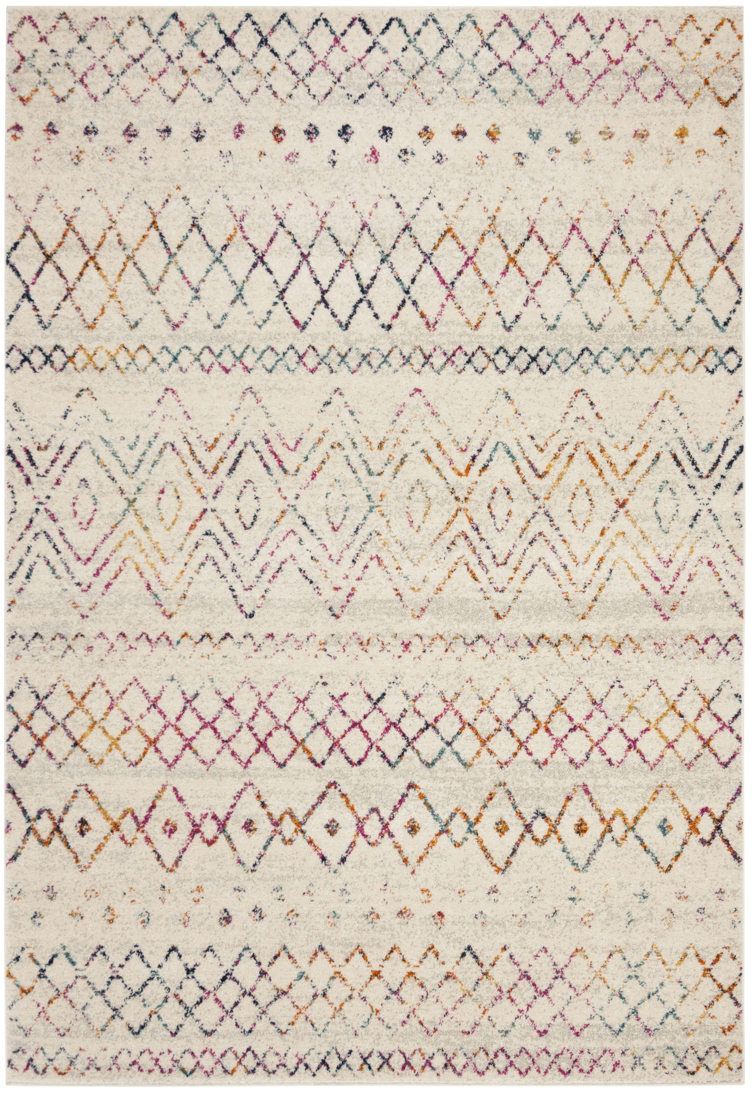 MADISON - Tapis de salon interieur en ivoire & fuchsia, 155 x 229 cm