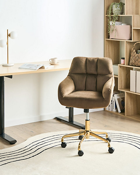 Chaise de bureau PALMDALE Velours Marron