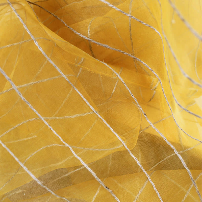 SHAMLYNE - Voilage effet soie avec du coton et jute safran 110x250