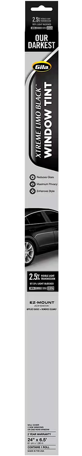 Gila Scratch Resistant Xtreme Limo Window Tint, Midnight Black
