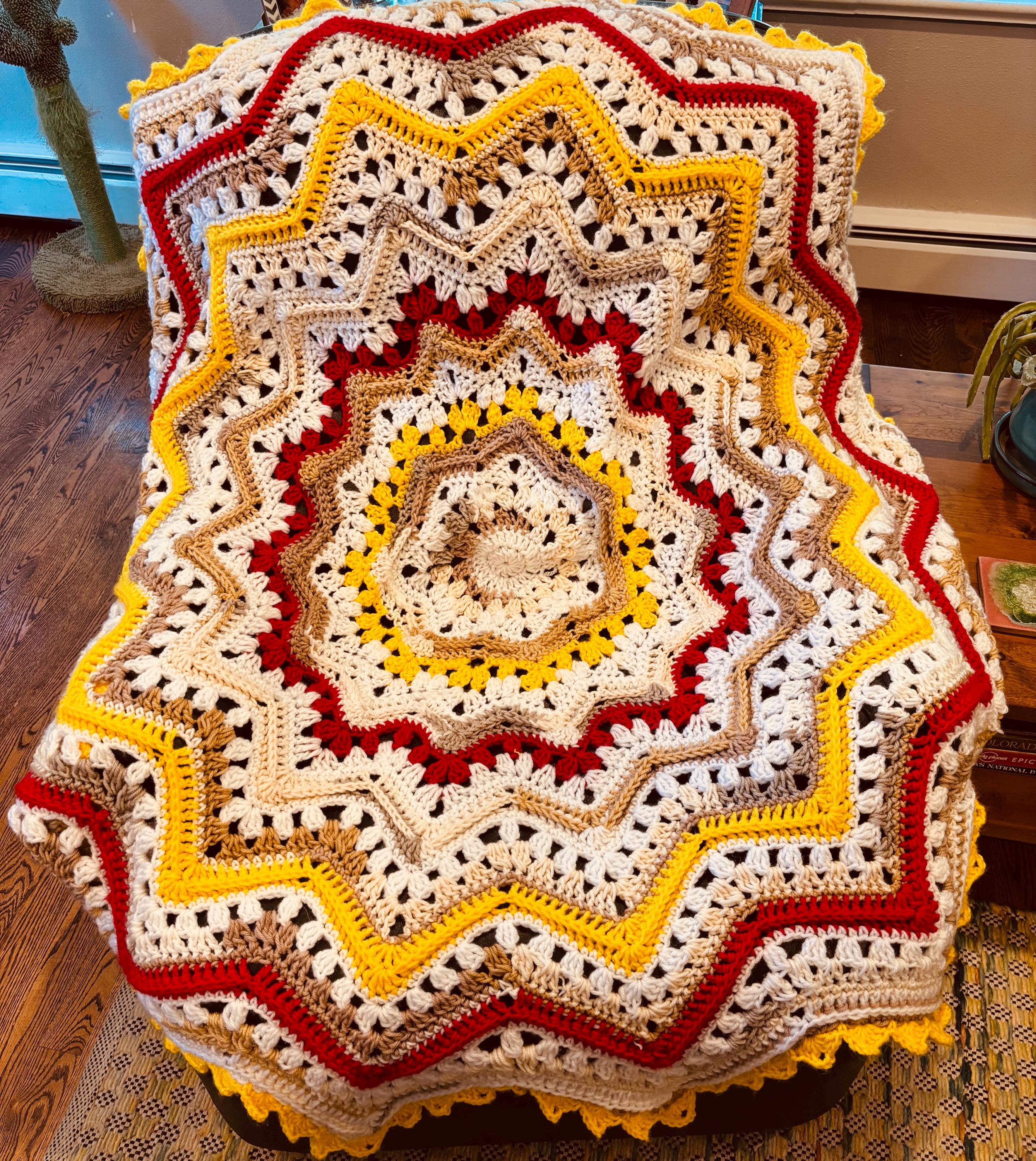 Handmade Crochet 14 point 3D Star Blanket – 58” Round