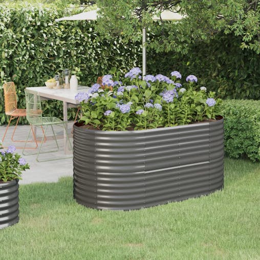 NNEVL Garden Planter Powder-coated Steel 152x80x68 cm Grey