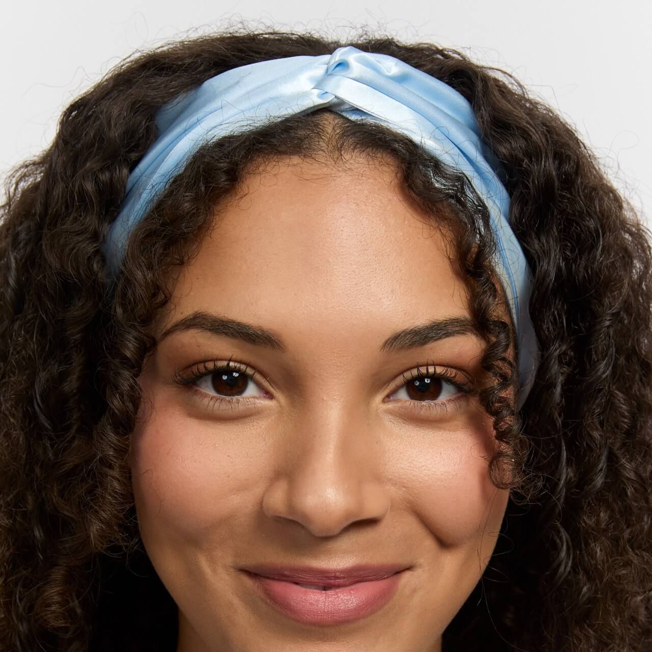 Silver Cloud Satin  Headband Santorini Blue