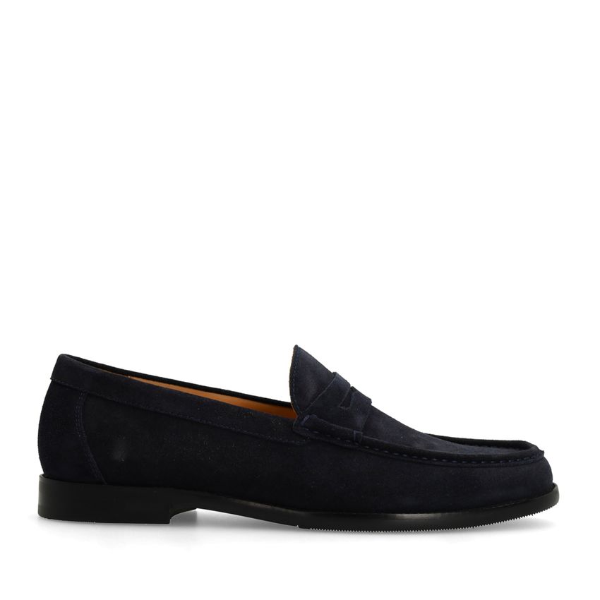 Manfield Donkerblauwe suède loafers