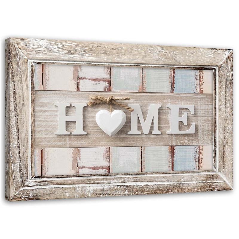 Feeby Obraz Napis Home z sercem w ramie vintage 60x40