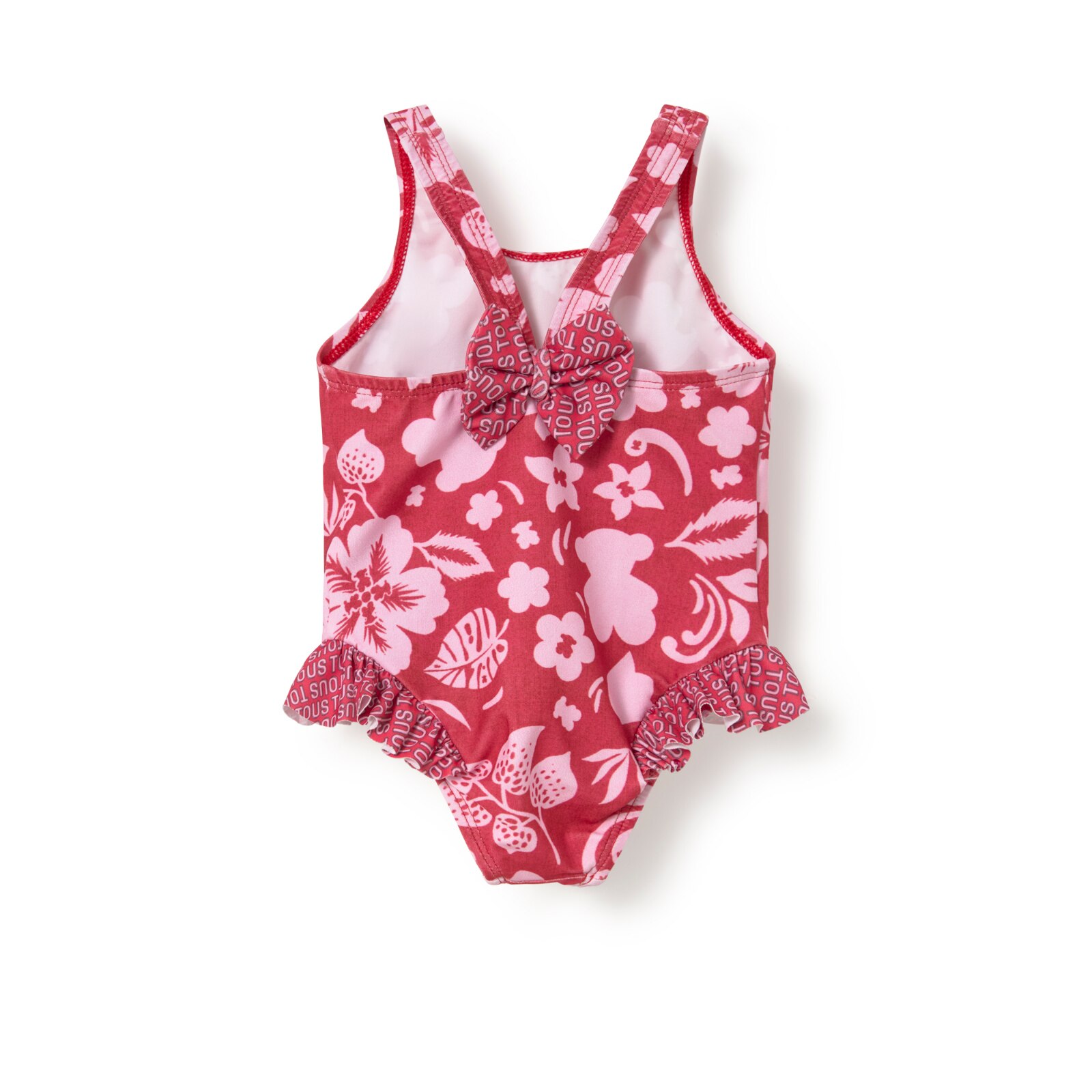 Bañador integral de niña Flower granate