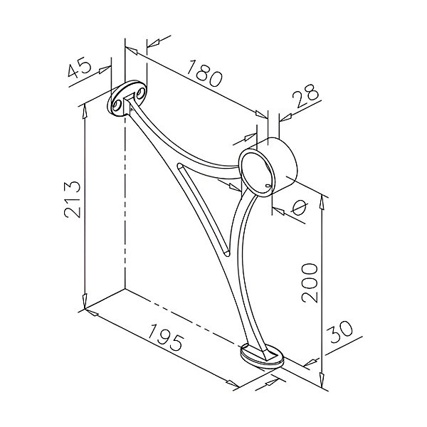 2 x Support repose-pied Modèle 10 pour tube diam. 38,1 mm - H 200 x P 180 mm - Zamac aspect laiton poli