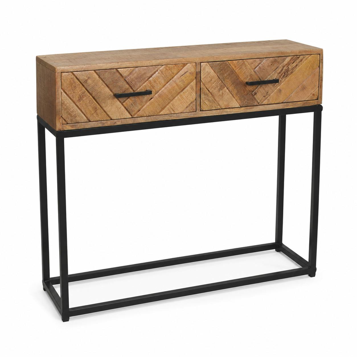 Console d'entrée en bois de manguier 2 tiroirs BRIX