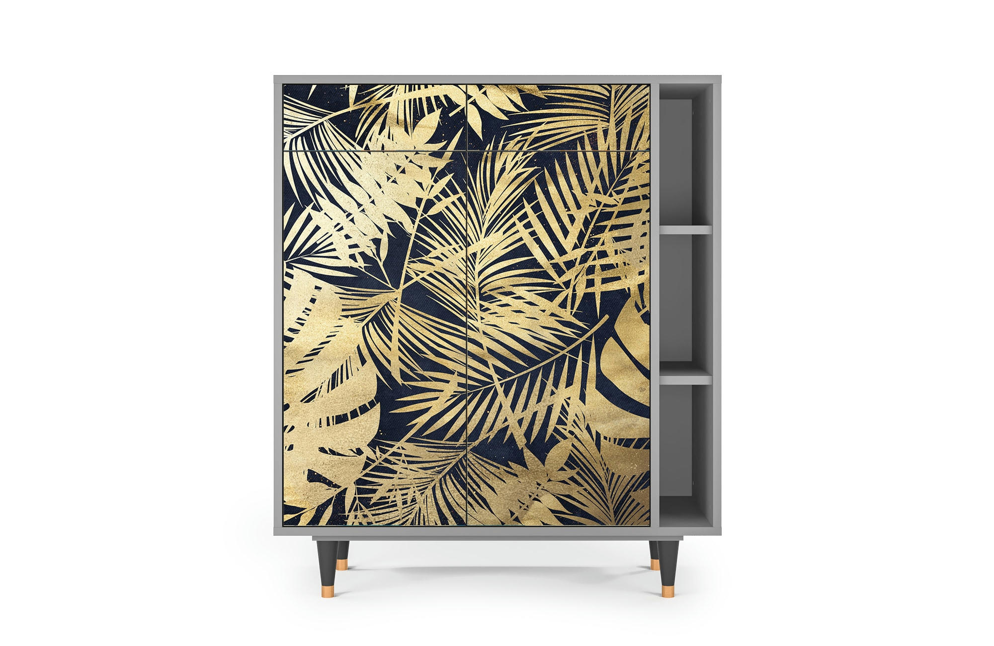 JUNGLE VIBES - Buffet  bleu et jaune 2 tiroirs et 2 portes L 94 cm