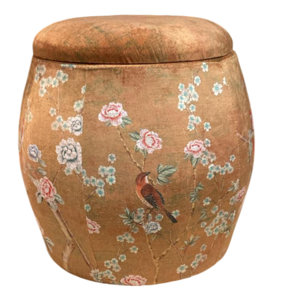 Fine Asianliving Velours Poef met Opbergruimte Rond