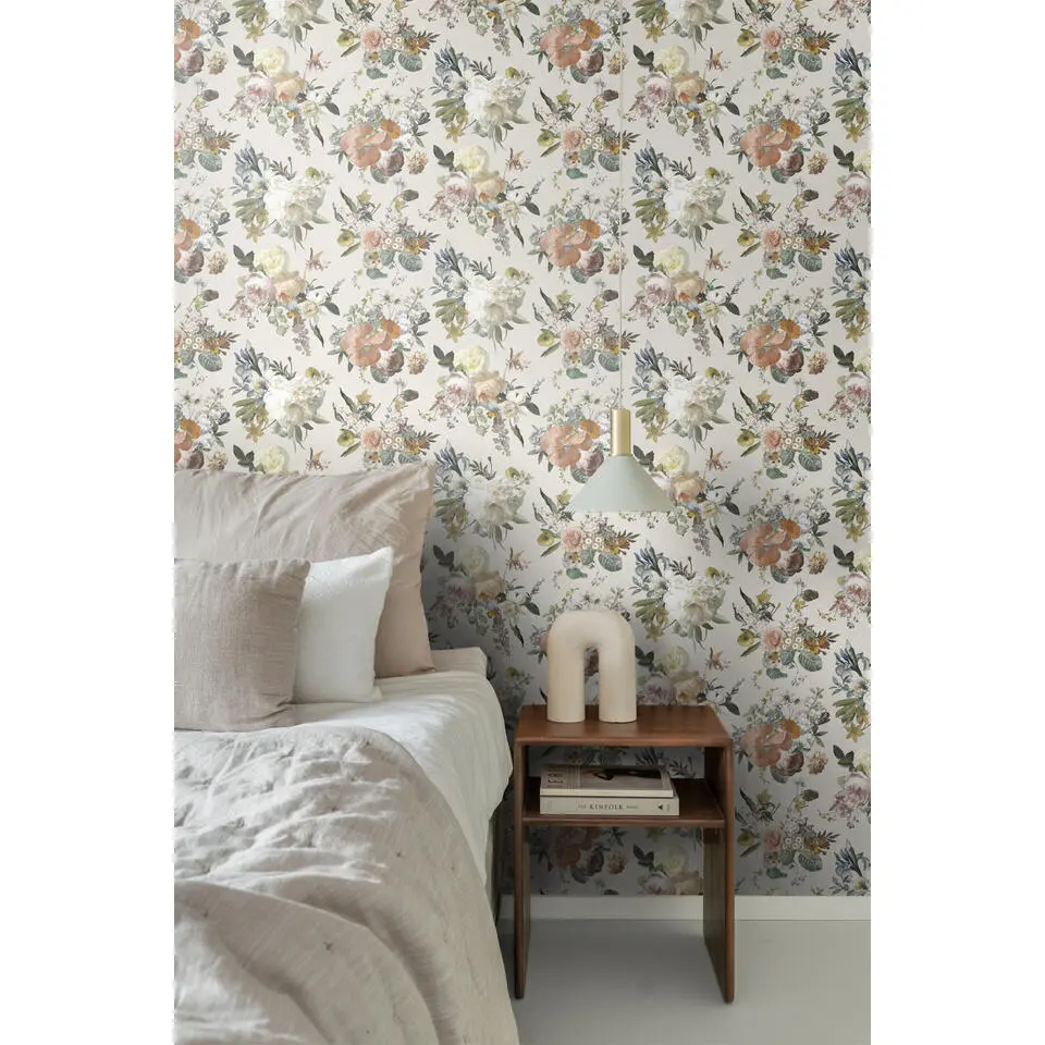 ESTAhome behang vintage bloemen beige - 53 cm x 10.05 m