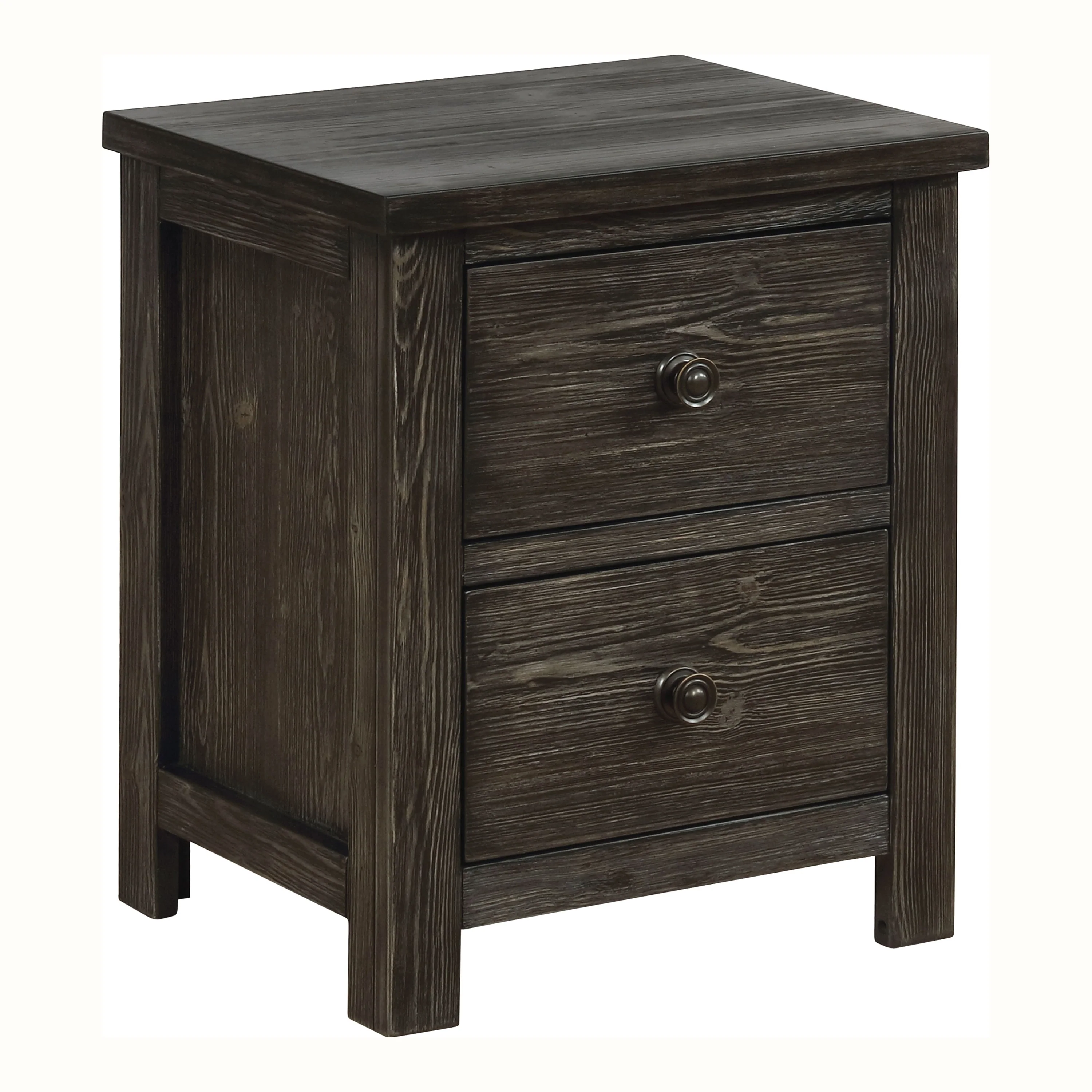 Babbin Rustic Dark Grey Wood 1-Drawer USB Charger Nightstand by Furniture of America
