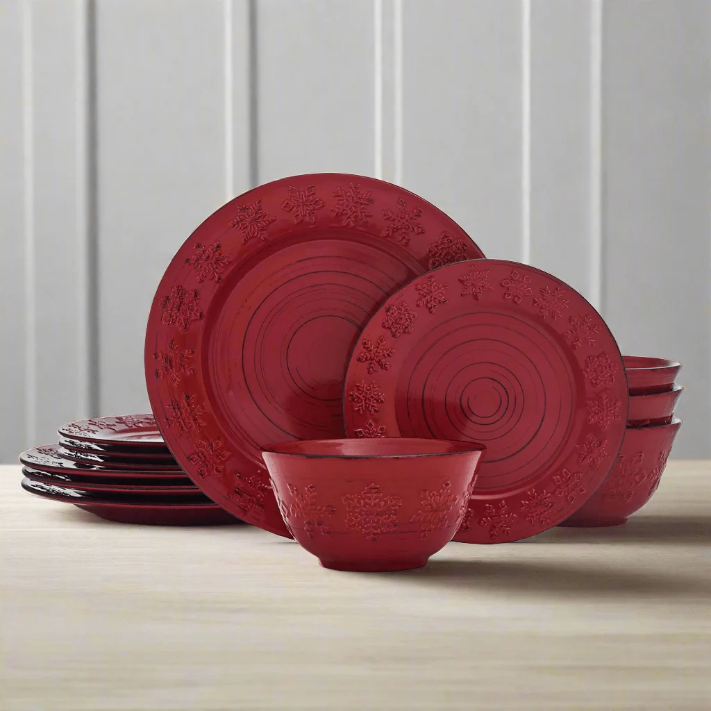 Trellis Snowflakes 12 Piece Dinnerware Set, Service for 4