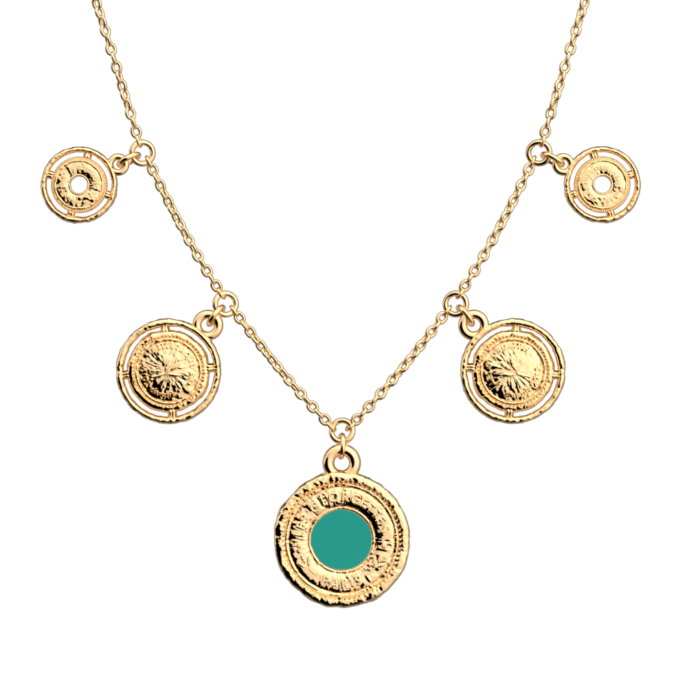 Collier Pépite, cuir réversible Aquatic / Aquamarine Métallisé