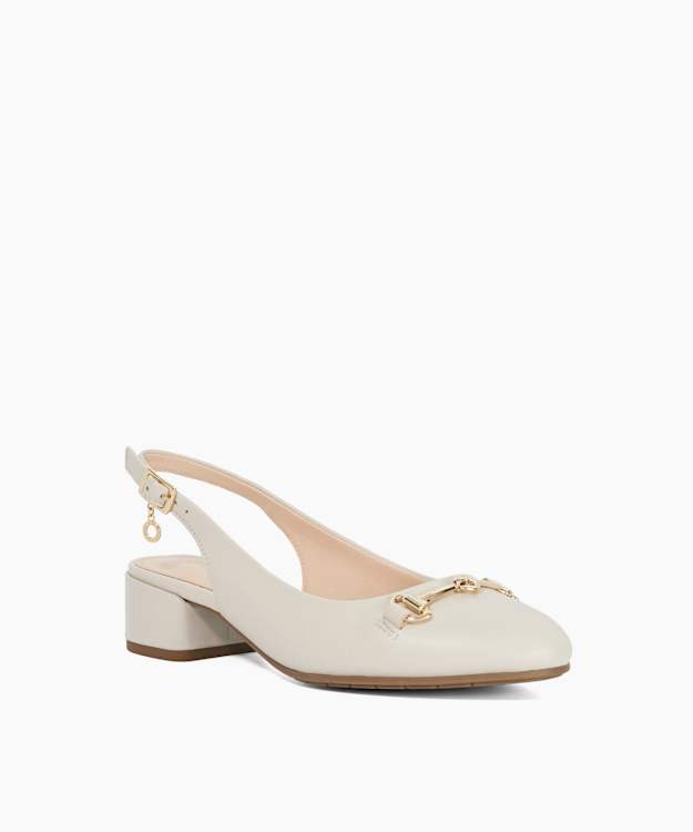Charleigh Ecru - Snaffle Trim Sling-Back Courts