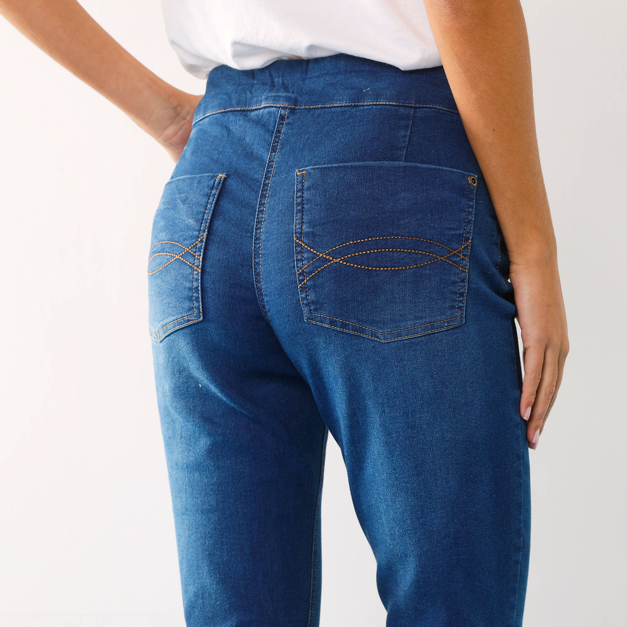 Jegging fuselé ultra stretch, maille effet jean