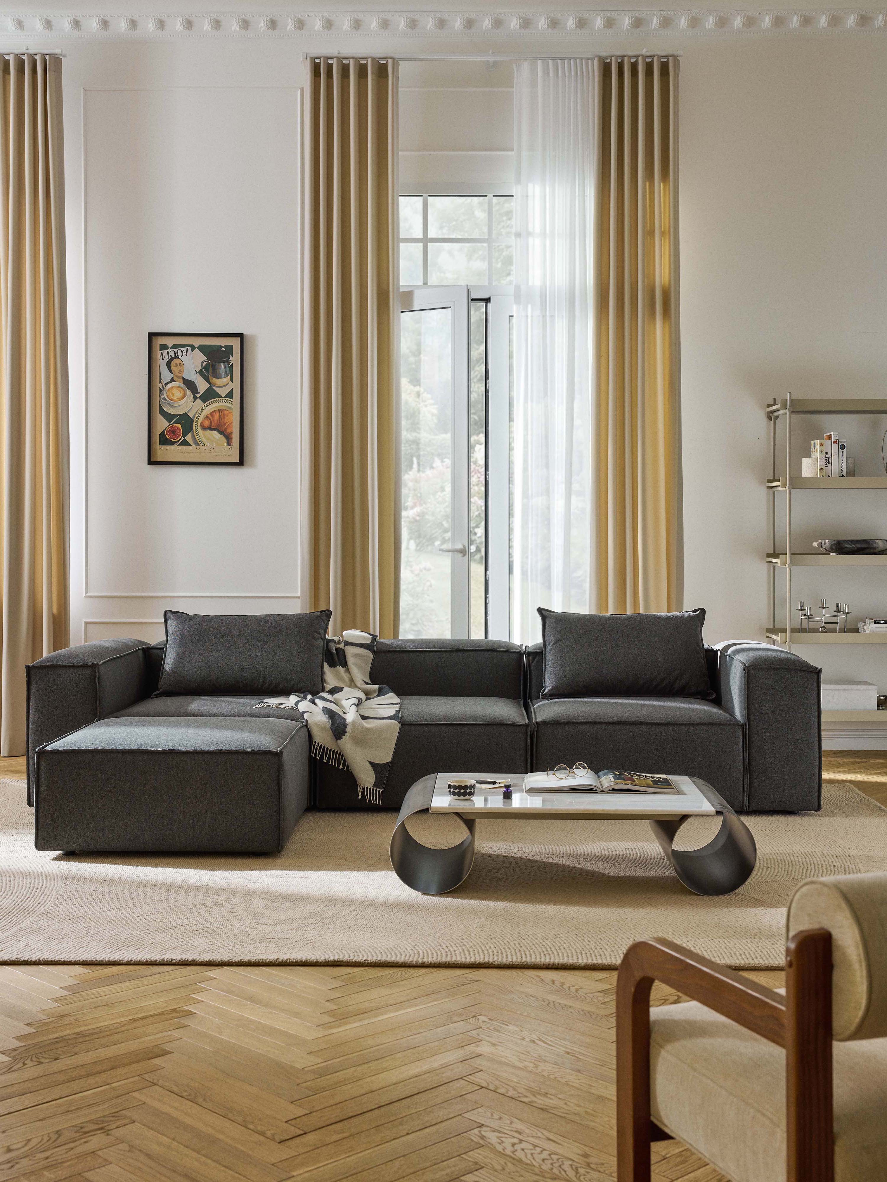 Modulares Sofa Lennon (4-Sitzer) mit Hocker (links/rechts)