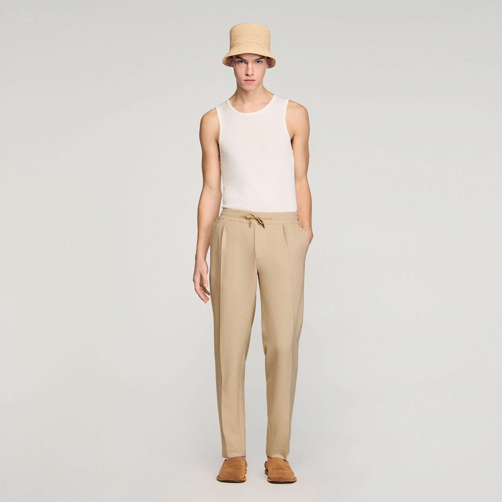 Pantalon droit élastiqué