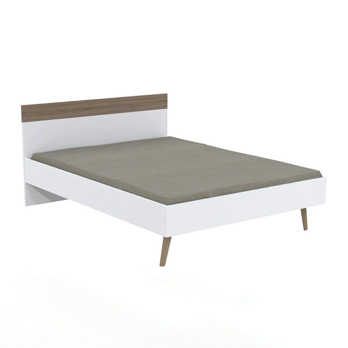 - Lit 140x190 alaric blanc et naturel blanchi