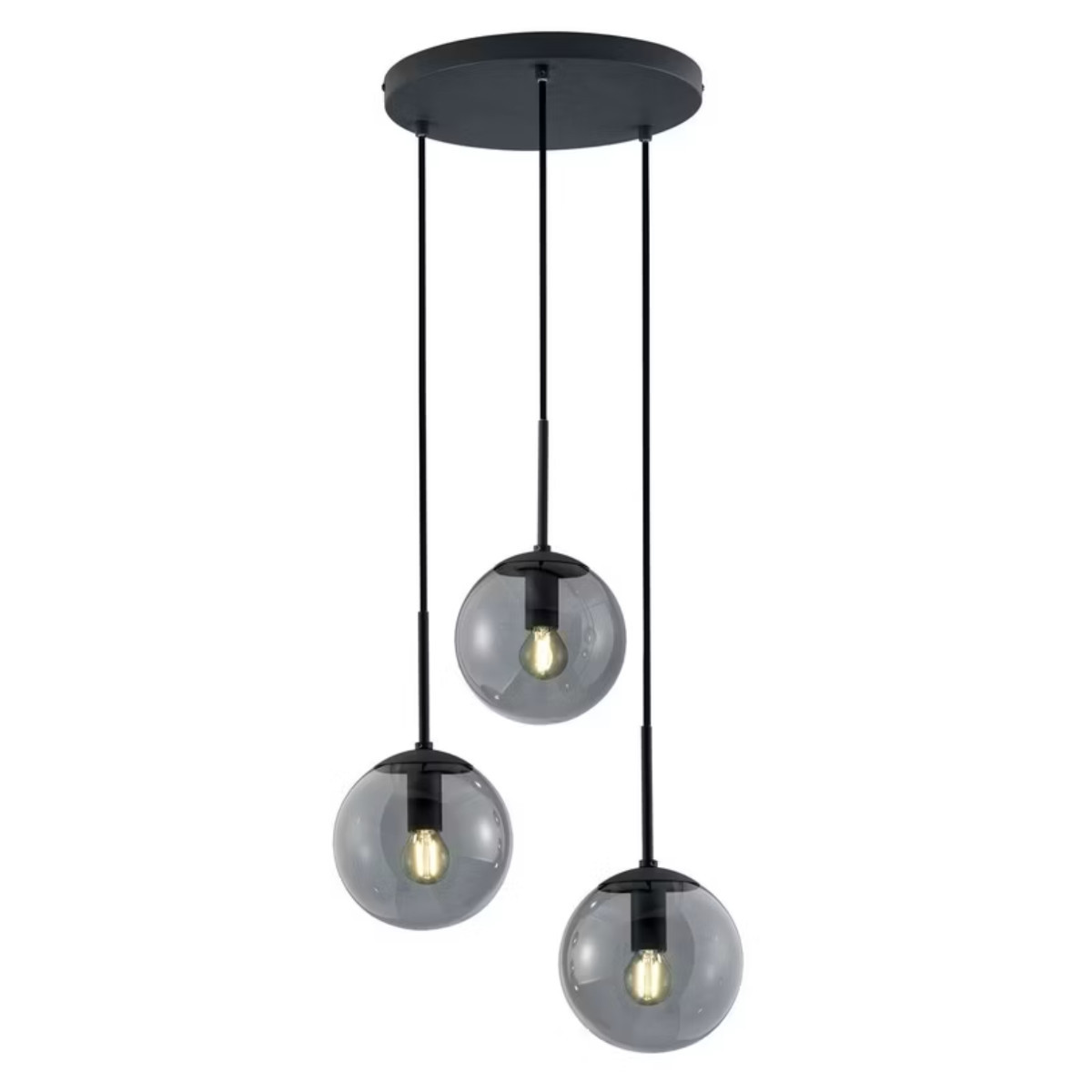 Lampa wisząca czarna-dymione szkło BALINI 3xE14x28W wym: 150x30x30 cm Trio