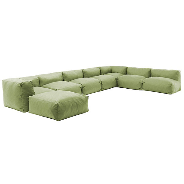 Canapé d'angle de jardin modulable 8 places vert cactus MixiOviala