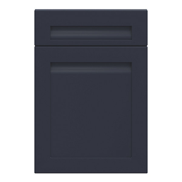 Façade de cuisine 1 porte et 1 tiroir Garcinia bleu mat l. 50 cm x H. 72 cm GoodHome